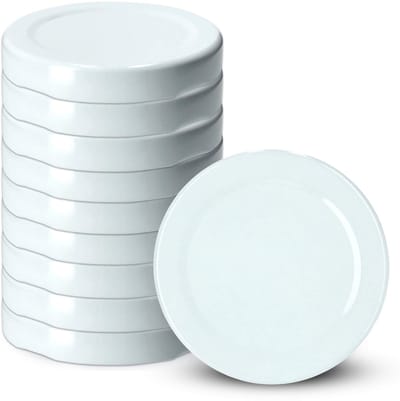 KADAX Schroefdeksel fi53 mm, metalen twist-off-deksel, geschikt voor 115 ml potten, reservedeksel met 4 vergrendeltanden, deksel voor flessen en weckpotten (10 stuks, wit)