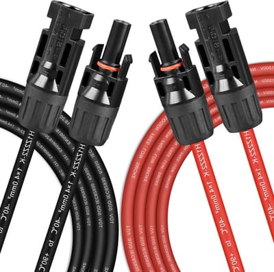 Fotovoltaïsche kabel MC4 4 mm² verlengkabel voor zonnepanelen - 5 m - 2 stuks - stroomkabel met stekker (rood/zwart)
