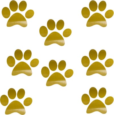 Hondenpootje / hondenpootjes - glans goud - autostickers - 8 stuks - 4 cm x 5 cm - hondenpoot - hondensticker