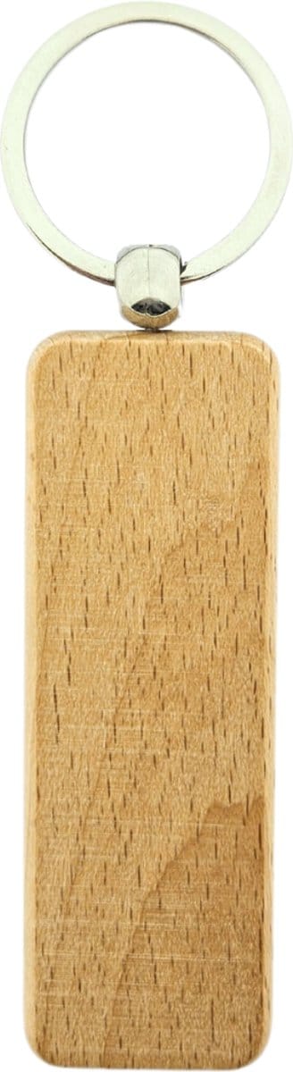 CombiCraft Blanco houten sleutelhanger rechthoek 80x27mm - verpakking 25 stuks