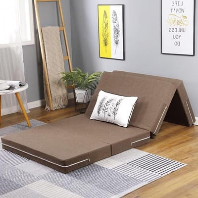 Gastenbed Opvouwbaar - Klapbed Slaapmat - Logeren Thuis - Schuimmatras Hoge Dichtheid - 90 x 200 cm - Kaki