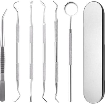 AMA® Tandartshaakje - Tandplak Haakje - Tandsteen Haakje - 18x4x3cm - Zilver