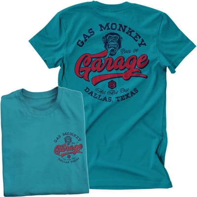 Gas Monkey Garage GMG Hot Rod Shop Logo T-Shirt GMG-1-GMG104-H57-5 TropicalBlue-S