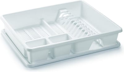 PlasticForte Afwas afdruiprek - lichtblauw - kunststof - 48 x 38 x 9 cm - met lekbak