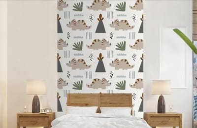 Behang - Fotobehang Jongens - Kinderen - Patroon - Dinosaurus - Breedte 150 cm x hoogte 240 cm
