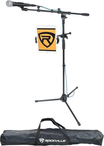 Microfoon Statief - Verstelbaar Statief - Muziek Opnemen - Met Tablet Houder - Tot 63 Inch - Zwart