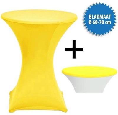 Cover Up Statafelrok Stretch - Ø60-70cm - Incl. Topcover - Geel