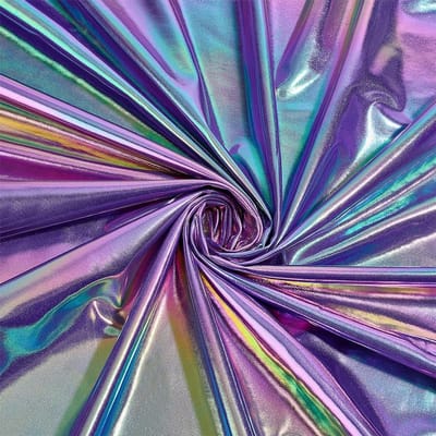 Dailygoods- Stretch Stof Metallic Folie - Paars - Spandex Hologram - Glanzende Stof - DIY Naaien - 1,5 m Breed, 1 m Lang - Holografische Stof