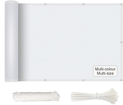 Balkonpaneel - Privacy scherm - Buitenruimte afschermen - Waterafstotend polyester - 50 x 950 cm - Wit