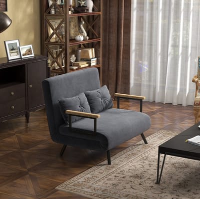 STILVORA Fauteuil 102 x 73 x 81 cm - Slaapfauteuil Met 5 Standen En Slaapfunctie - Voor Woonkamer En Logeerkamer - Velvet Donkergrijs