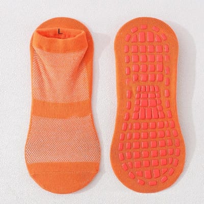 Chaussettes Antidérapantes pour Enfants et Adultes Chaussettes Trampoline Coton Respirantes Courtes Élastiques Garçon Fille Extérieur Famille Sports Chaussettes Yoga 1-5 Years Old orange
