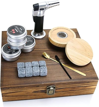 Cocktail Rookset met Branders, Whisky Rookkit met 4 Smaken Houtsnippers voor Old Fashioned Cocktails, Perfecte Cadeaus voor Vaderdag, Verjaardag en Whisky Liefhebbers