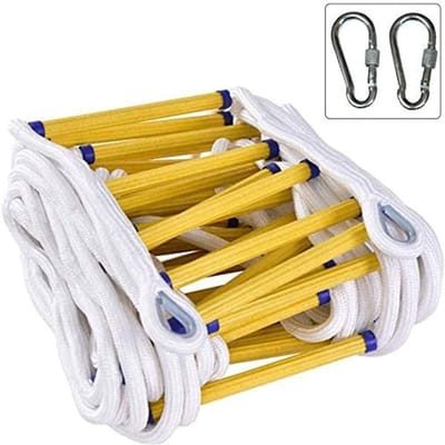 Touwladder Noodladder - Veiligheidsladder Brandtrap - Snelle Ontsnapping - Eenvoudige Bevestiging Haken - 5 tot 8 Meter - Zilver