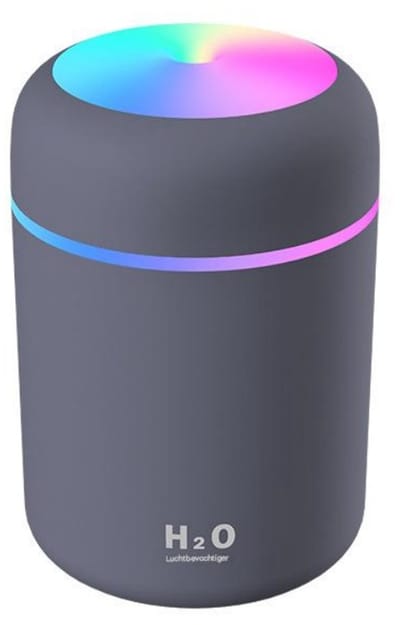 GELLDG Mini luchtbevochtiger - Luchtbevochtiger voor de slaapkamer - Draadloze diffuser - Met kleurrijk nachtlampje - Automatische uitschakeling - Geschikt voor auto's, kantoren en slaapkamers - Grijs