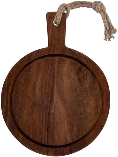Pure Acacia Wood Borrelplank | Tapasplank | Serveerplank rond | Pizzaplank met sapgoot 25 cm