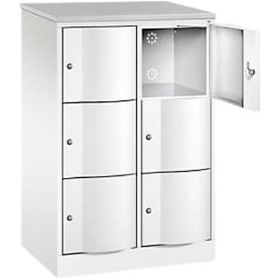 C+P Resisto lockerkast, 2 vakken, 6 vakken, B 772 x D 540 x H 1255 mm, lichtgrijs