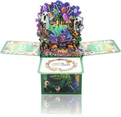 3D Pop Up Kaart voor Halloween met Geesten, Feestelijke Wenskaarten en Envelop, Grappige Decoraties voor Verjaardagen en Familiebijeenkomsten