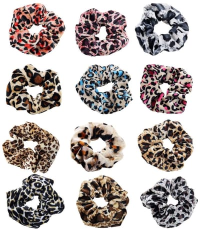 Allecto - Haarelastiekjes - Scrunchie - Zacht en comfortabel - Luipaard - Haaraccessoires - Perfect voor dagelijks gebruik - 12 stuks
