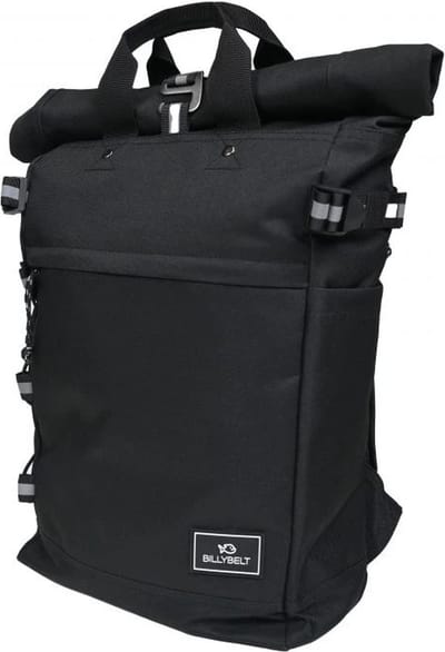 Billybelt - "Rolltop" Black- roltop rugzak - Reflecterende strips - laptop tot 14 inch - 25 tot 30 liter - zwart - optimaal comfort