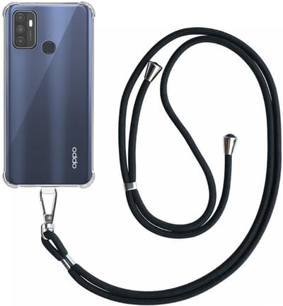 Telefoonhoesje Geschikt voor Oppo A11s / A32 / A33 / A53 / A53s Transparant Schokbestendig met Afneembaar Universeel Telefoonkoord - Backcover Case Siliconen ShockProof with Lanyard - Smartphonica