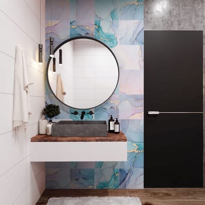 Dailygoods- Vloersticker 20cm x 20cm - Antislip Sticker - Zelfklevende PVC Sticker - Geschikt voor Keuken/Badkamer - Milieuvriendelijk - Marmorering Effect - Muursticker