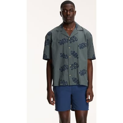 Shiwi Men Shortsleeve Reef Embroidery Smokey Green Size: S | Casual Shirts Outlet | Heren | Grijs