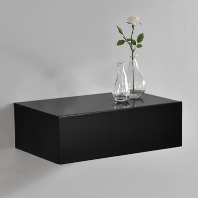 Wandplank met lade zwevend 46x30x15 cm zwart glanzend