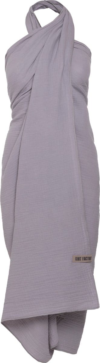 Knit Factory Liv Pareo - XL Sjaal - Sarong - Stranddoek - Strandlaken - Strandjurk voor Dames - Licht Grijs - Duurzaam & Milieuvriendelijk - 100% Biologisch katoen