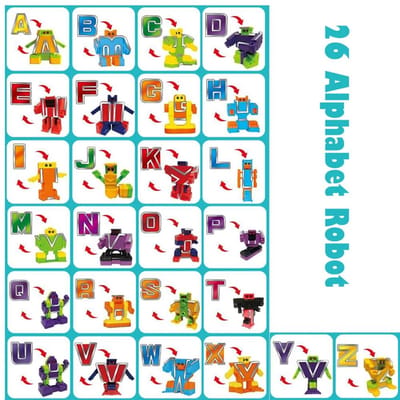 26 STKS Alfabet Letter Speelgoed Robot Transformatie Bouwen DIY Creatief STEM Onderwijs Actie Model Speelgoed voor Peuters Speelgoed Cadeau