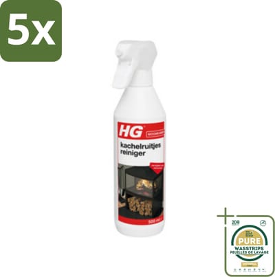 5 x HG Kachelruitjes Reiniger 500 ml - Grootverpakking - Kachelruiten Reinigen - Roet Verwijderen - Haardvenster Reinigen - Baksteen Reinigen - Kachel Reinigen
