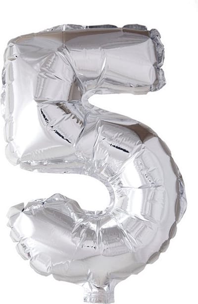New Age Devi - Folieballon 5-jaar zilver 41cm