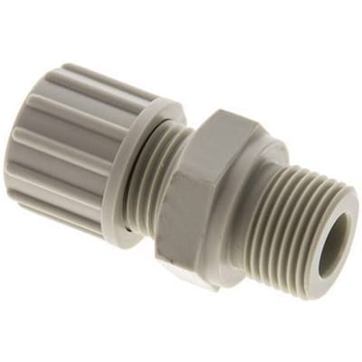 10x4mm & G3/8'' PP Rechte Knelfitting Buitendraad 10bar Kunststof en Polyamide