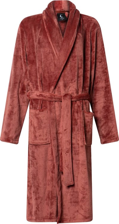 Lunatex - dames badjas - coral fleece - roodbruin - S/M