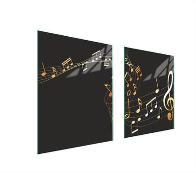 TMK ArtDeko Serie - Glazen Beschermplaat - 85x52 cm - Muziek - Hittebestendig