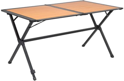 Travellife Nadar Campingtafel 140 x 81 cm - Roll-up tafelblad met houtlook - Lichtgewicht aluminium frame - Inclusief draagtas
