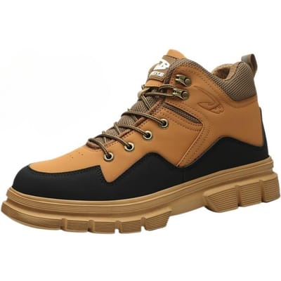 Chaussures de travail pour hommes, Chaussures de sécurité résistantes à l'usure à embout en acier, Chaussures de travail de construction anti-perforation 46 brown