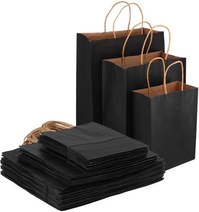 Geschenkzakken 75 Stuks - Zwarte Papieren Zak - Handgrepen - Groot/Middelgroot/Klein - Versterkt - Perfect voor Cadeaus - Draagtas