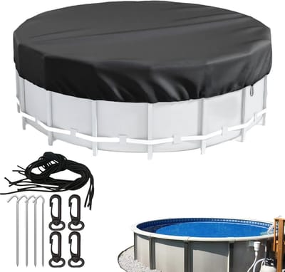 Zwembadafdekking Rond - Zwembadzeil Afdekzeil - Zwembad Beschermen - Waterdicht Stofdicht - 8 FT - Zwart