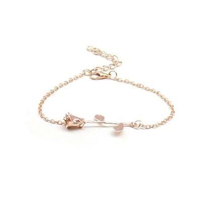 Lumici® | Roos Armband - Rose Bracelet - Cadeau Voor Vrouwen / Vriendin - Natuur - Flower - Bloem - Boom - Vriendschap Cadeau - Moeder - Moederdag Cadeau - Cadeau voor Vrouwen - Verrassing - Goud - Rosegoud - Zilver