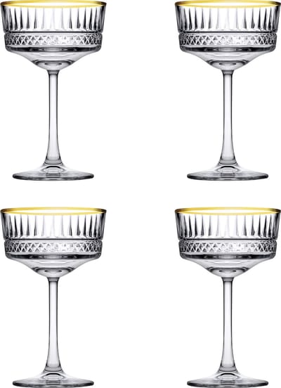 Pasabahce Champagneglazen Elysia - goud - 4x - 260 ml - kristalglas - coupe glazen