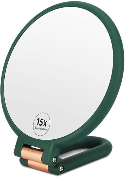 1X 15X Vergrotende Spiegel, Dubbelzijdig Make-up Spiegel Handheld, Opvouwbaar Reisspiegel voor Vrouwen en Mannen