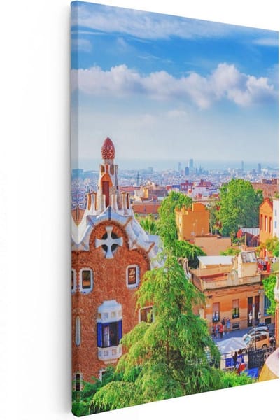 Artaza Canvas Schilderij Park Güell - 20x30 cm - Klein - Wanddecoratie Barcelona - Muurdecoratie Architectuur - Kamer Accessoires Stadsgezicht