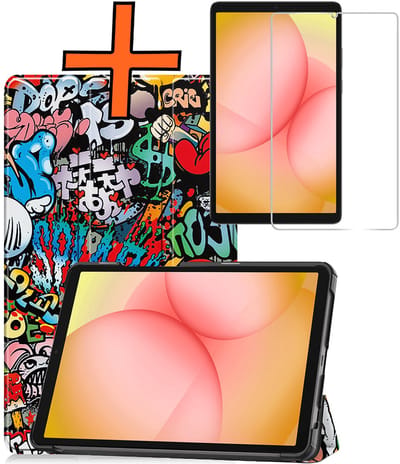Hoesje - Geschikt voor Samsung Galaxy Tab A11 - Met Screenprotector - Trifold Bookcase - Hard Cover - Hardcover Book Case - Tablet Hoes - Graffity