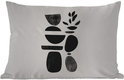 Buitenkussens - Tuin - Japandi - Zwart - Abstract - 50x30 cm