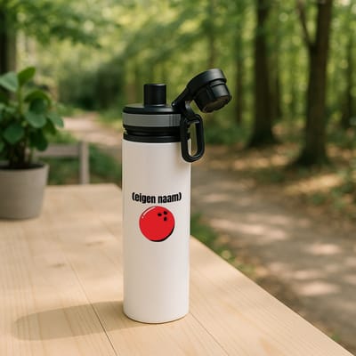 Hacebo® - bowlingbal met eigen naam waterfles met draaidop grijs - Bowlen - ieman die graag bowlt - sport bal - wedstrijdsport - cadeau - verjaardag - kado - water fles - 850ML