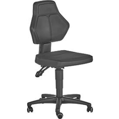 Werkstoel Allrounder, zonder armleuningen, permanent contact, met wielen, kunstleer, zwart