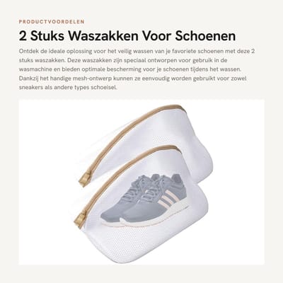 Dailygoods- Waszakken 2 Stuks - Waszakken voor Schoenen - Wasnet met Ritssluiting - Herbruikbaar - Polyester - 24x24x40cm - Schoenenwaszak