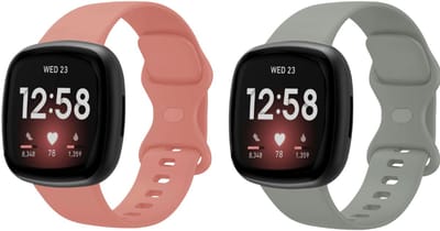 Strap-it Bandjesset geschikt voor Fitbit Versa 3/4, Sense/Sense 2 – 2x Siliconen Bandje – Roze & Grijs – Maat S