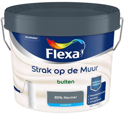 Flexa - Strak Op De Muur Buiten Zijdemat - 85% Marmer - Mengverf - 2,5 L