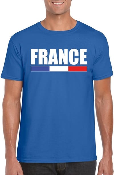 Blauw Frankrijk supporter t-shirt voor heren - Franse vlag shirts S